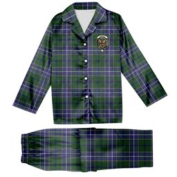 ScotsTee Shop Scottish Wishart Hunting Modern Crest Tartan Pajama Satin Velvet Flannel Pajama Set