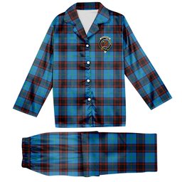ScotsTee Shop Scottish Wedderburn Ancient Crest Tartan Pajama Satin Velvet Flannel Pajama Set