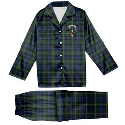 ScotsTee Shop Scottish Stevenson Hunting Crest Tartan Pajama Satin Velvet Flannel Pajama Set