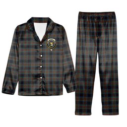ScotsTee Shop Scottish Stewart Black 2 Crest Tartan Pajama Satin Velvet Flannel Pajama Set