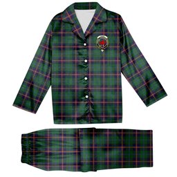 ScotsTee Shop Scottish Young Crest Tartan Pajama Satin Velvet Flannel Pajama Set