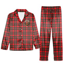ScotsTee Shop Scottish Spence Modern Crest Tartan Pajama Satin Velvet Flannel Pajama Set