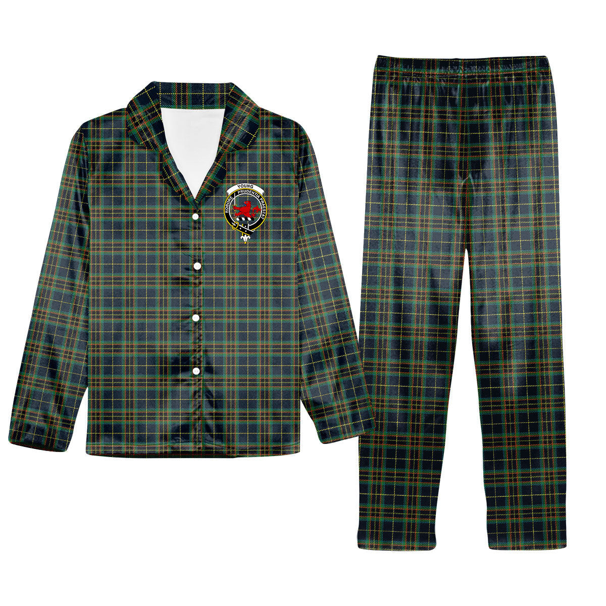 ScotsTee Shop Scottish Young Enterprise Scotland Crest Tartan Pajama Satin Velvet Flannel Pajama Set