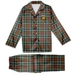 ScotsTee Shop Scottish Thompson Society Hunting Modern Crest Tartan Pajama Satin Velvet Flannel Pajama Set
