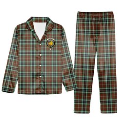 ScotsTee Shop Scottish Thompson Society Hunting Modern Crest Tartan Pajama Satin Velvet Flannel Pajama Set