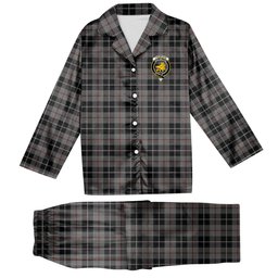 ScotsTee Shop Scottish Thompson Society Grey Crest Tartan Pajama Satin Velvet Flannel Pajama Set