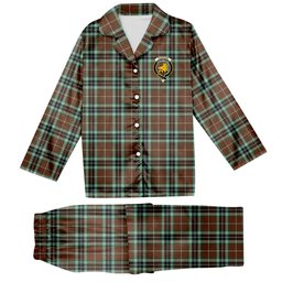 ScotsTee Shop Scottish Thomson Hunting Modern Crest Tartan Pajama Satin Velvet Flannel Pajama Set