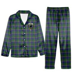 ScotsTee Shop Scottish Turnbull Hunting 1983 2 Crest Tartan Pajama Satin Velvet Flannel Pajama Set