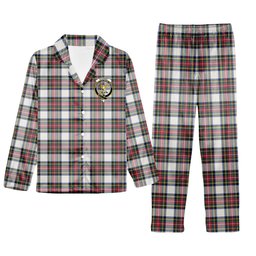 ScotsTee Shop Scottish Stewart Dress Modern Crest Tartan Pajama Satin Velvet Flannel Pajama Set
