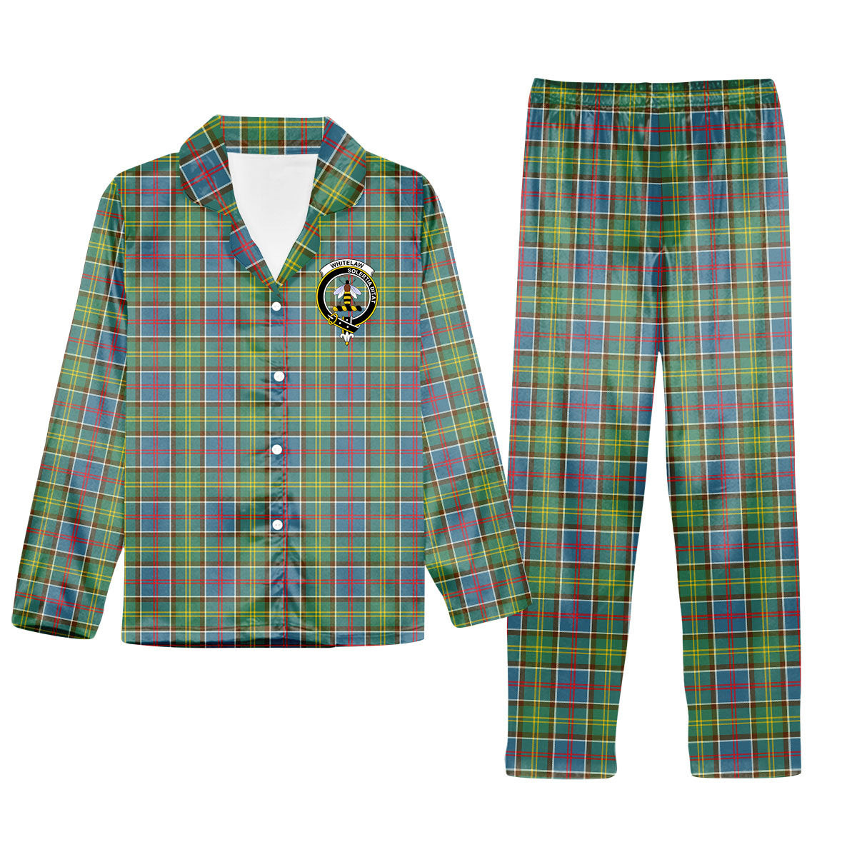 ScotsTee Shop Scottish Whitelaw Crest Tartan Pajama Satin Velvet Flannel Pajama Set