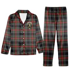 ScotsTee Shop Scottish Stewart Black Crest Tartan Pajama Satin Velvet Flannel Pajama Set