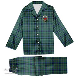 ScotsTee Shop Scottish Young Melvina Modern Crest Tartan Pajama Satin Velvet Flannel Pajama Set