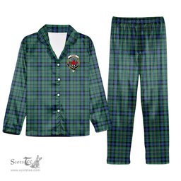 ScotsTee Shop Scottish Young Melvina Modern Crest Tartan Pajama Satin Velvet Flannel Pajama Set