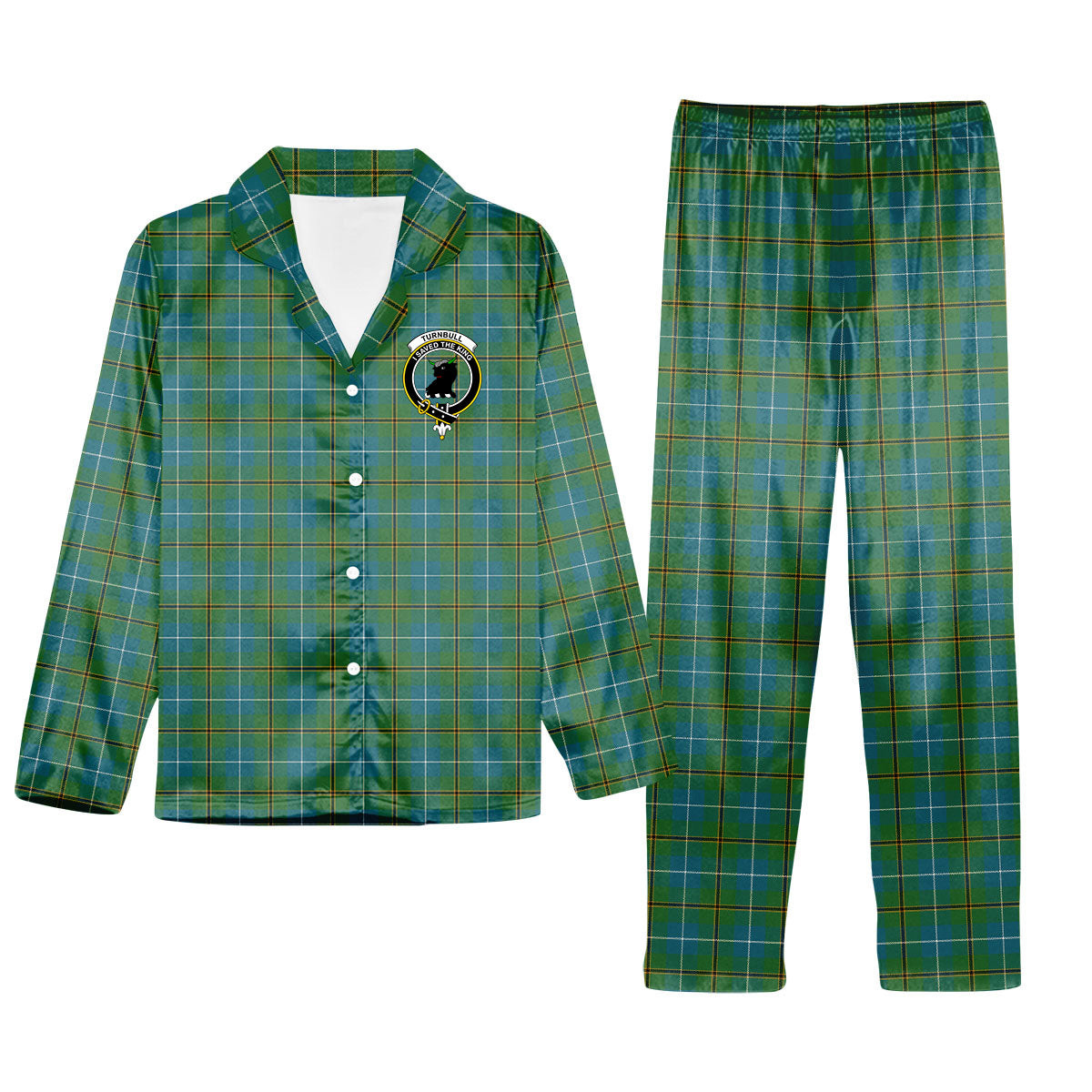 ScotsTee Shop Scottish Turnbull Hunting Ancient Clan Crest Tartan Pajama Satin Velvet Flannel Pajama Set