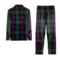 ScotsTee Shop Scottish Wilson Crest Tartan Pajama Satin Velvet Flannel Pajama Set