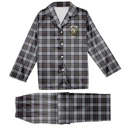 ScotsTee Shop Scottish Stewart Dress Blue Crest Tartan Pajama Satin Velvet Flannel Pajama Set