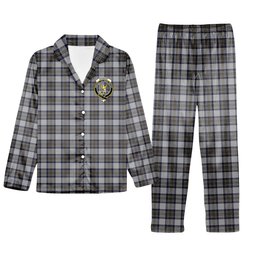 ScotsTee Shop Scottish Stewart Dress Blue Crest Tartan Pajama Satin Velvet Flannel Pajama Set