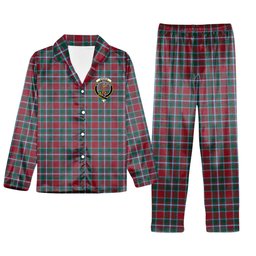 ScotsTee Shop Scottish Spence Modern Clan Crest Tartan Pajama Satin Velvet Flannel Pajama Set