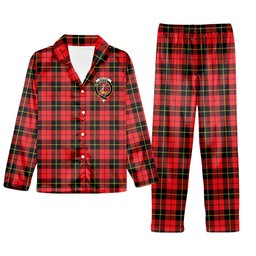 ScotsTee Shop Scottish Wallace Hunting - Red Crest Tartan Pajama Satin Velvet Flannel Pajama Set