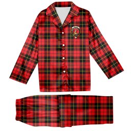 ScotsTee Shop Scottish Wallace Hunting Red Crest Tartan Pajama Satin Velvet Flannel Pajama Set
