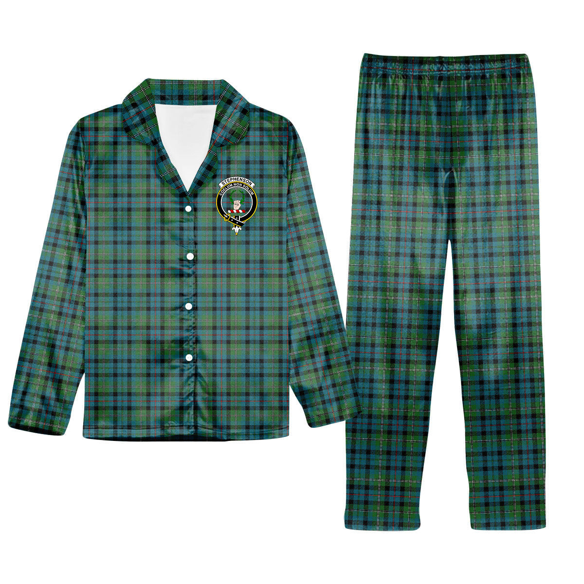 ScotsTee Shop Scottish Stephenson Hunting Ancient Crest Tartan Pajama Satin Velvet Flannel Pajama Set