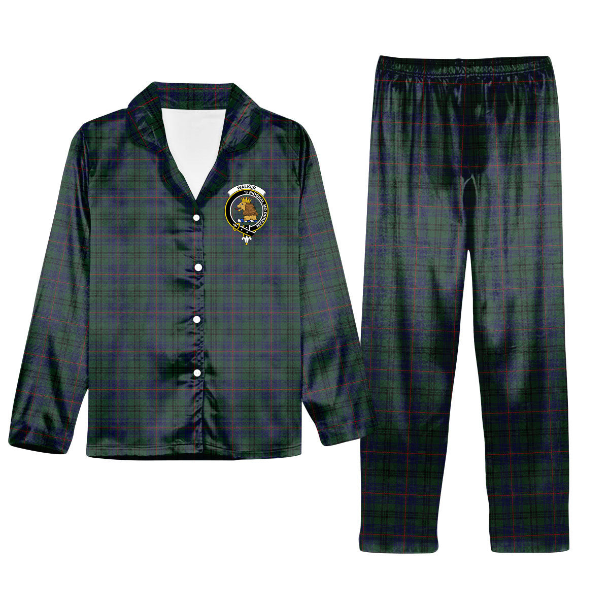 ScotsTee Shop Scottish Walker Hunting Crest Tartan Pajama Satin Velvet Flannel Pajama Set
