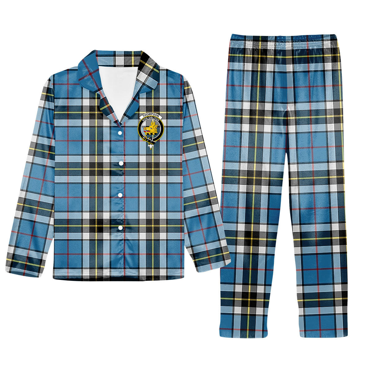 ScotsTee Shop Scottish Thompson Society Crest Tartan Pajama Satin Velvet Flannel Pajama Set