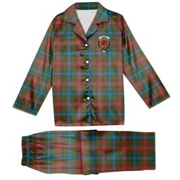 ScotsTee Shop Scottish Wilson Janet Ancient Clan Crest Tartan Pajama Satin Velvet Flannel Pajama Set