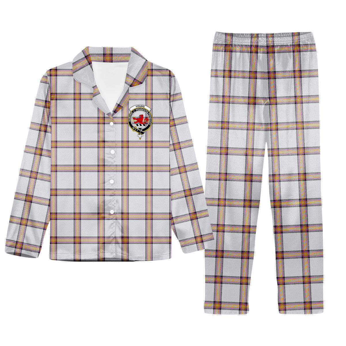 ScotsTee Shop Scottish Young Christina Modern Crest Tartan Pajama Satin Velvet Flannel Pajama Set