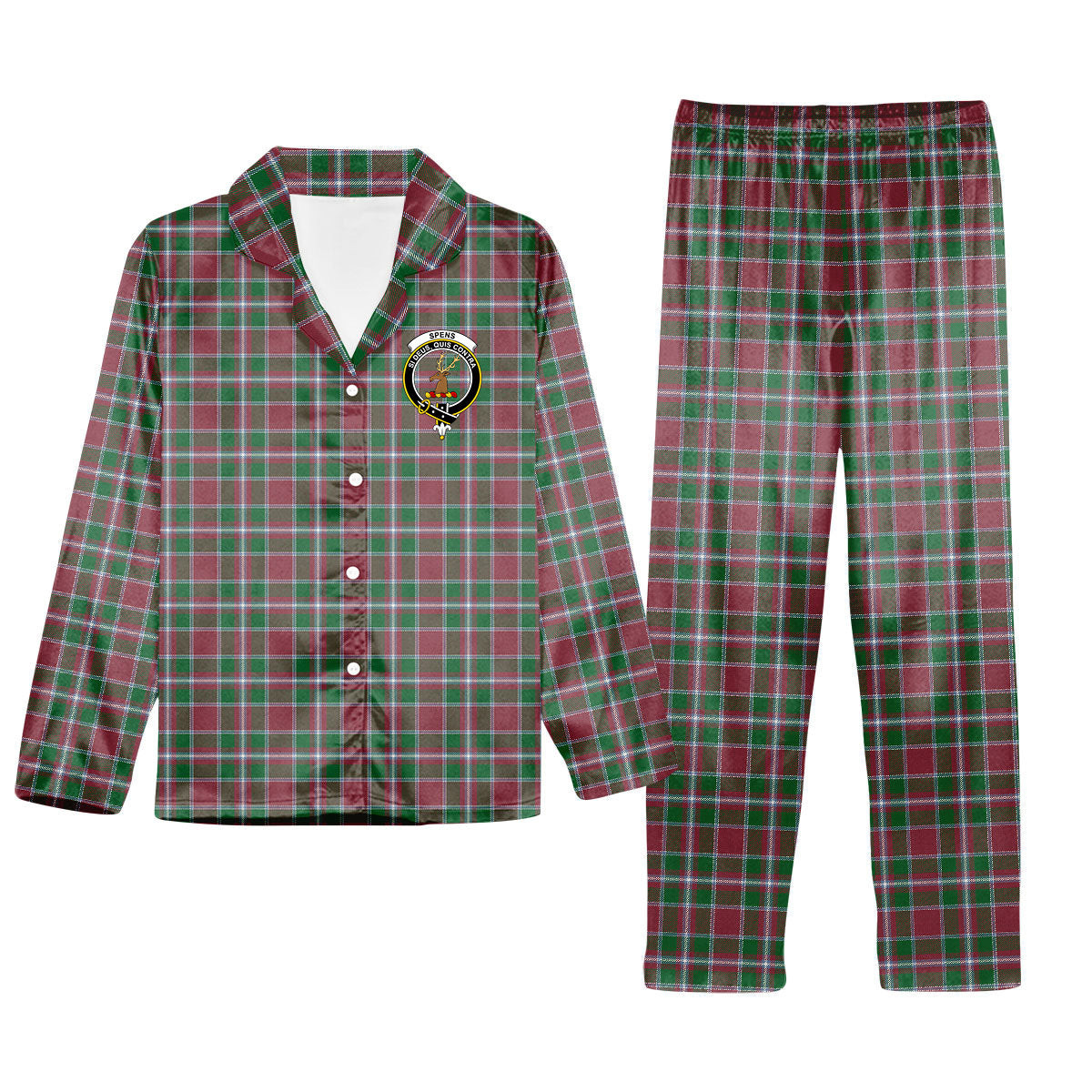 ScotsTee Shop Scottish Spens Ancient Crest Tartan Pajama Satin Velvet Flannel Pajama Set