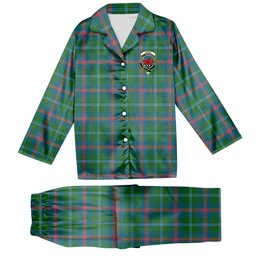 ScotsTee Shop Scottish Young Ancient Crest Tartan Pajama Satin Velvet Flannel Pajama Set