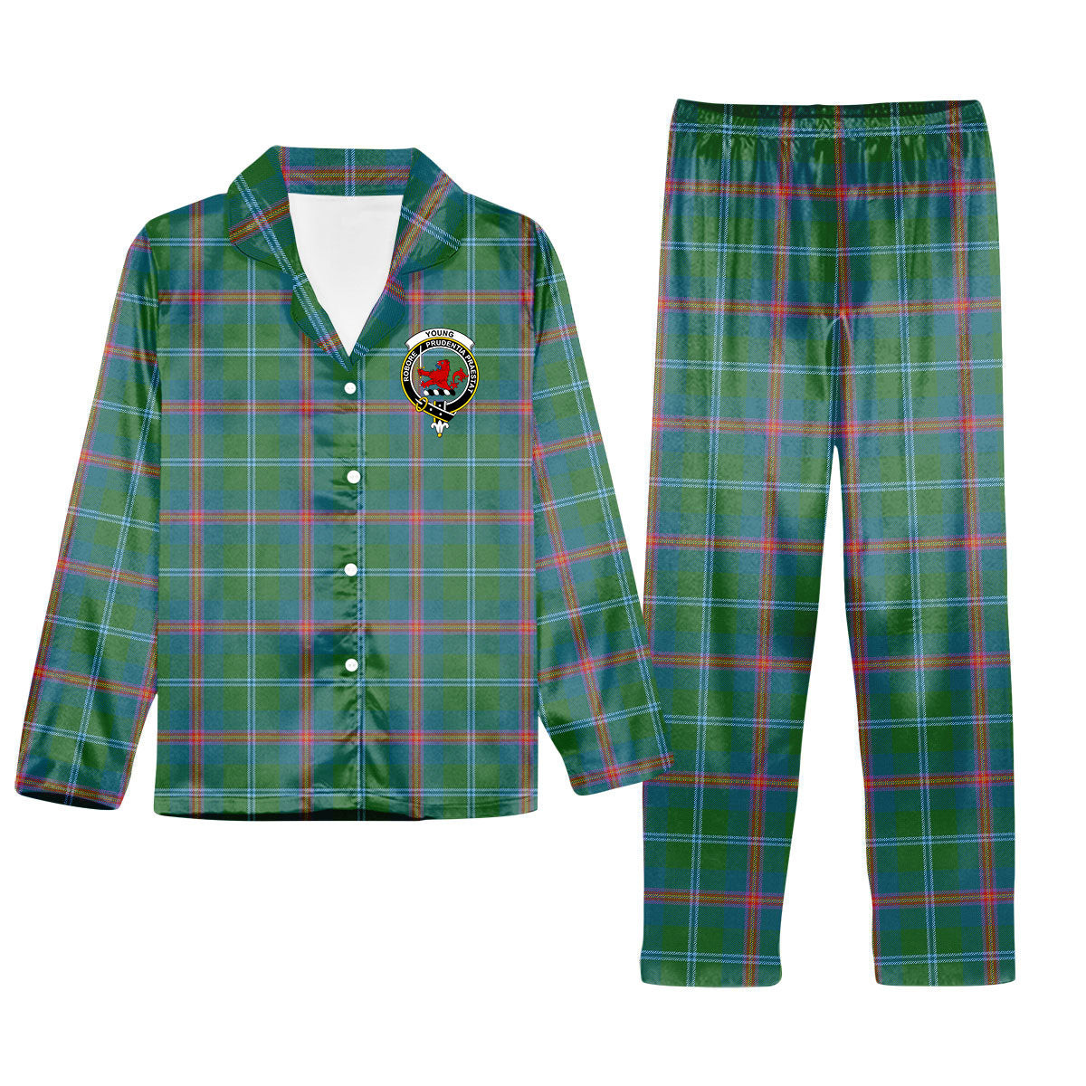 ScotsTee Shop Scottish Young Ancient Crest Tartan Pajama Satin Velvet Flannel Pajama Set