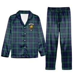 ScotsTee Shop Scottish Thompson Modern Crest Tartan Pajama Satin Velvet Flannel Pajama Set