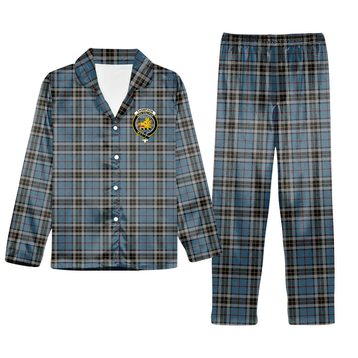 ScotsTee Shop Scottish Thompson Crest Tartan Pajama Satin Velvet Flannel Pajama Set