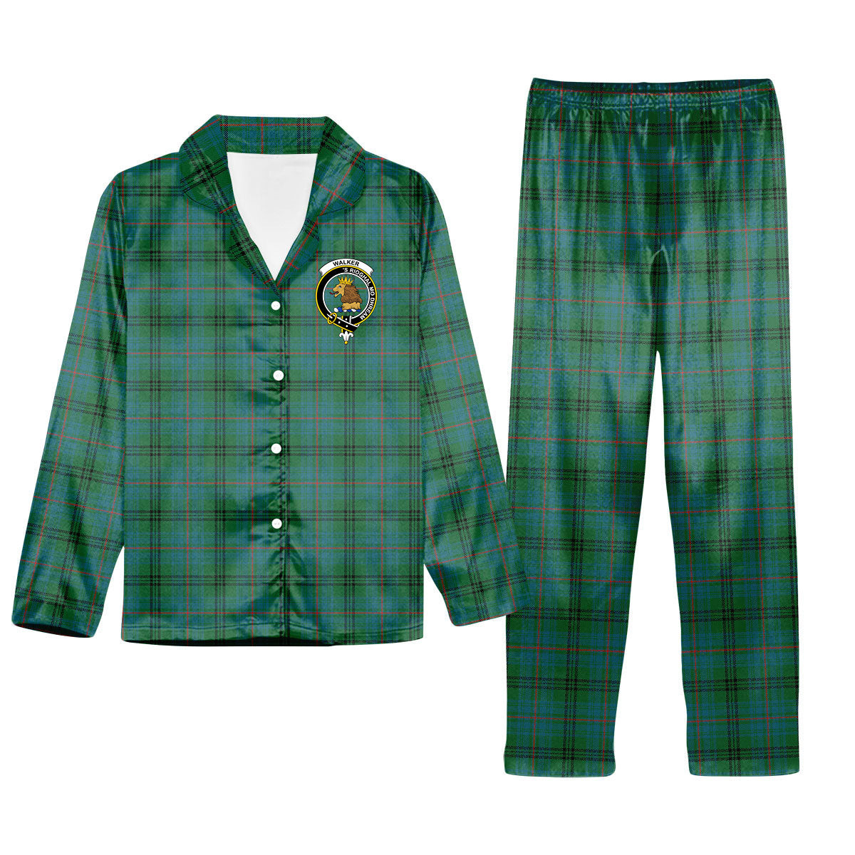 ScotsTee Shop Scottish Walker Hunting Ancient Crest Tartan Pajama Satin Velvet Flannel Pajama Set