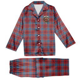 ScotsTee Shop Scottish Wishart Dress Ancient Crest Tartan Pajama Satin Velvet Flannel Pajama Set