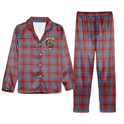 ScotsTee Shop Scottish Wishart Dress Ancient Crest Tartan Pajama Satin Velvet Flannel Pajama Set