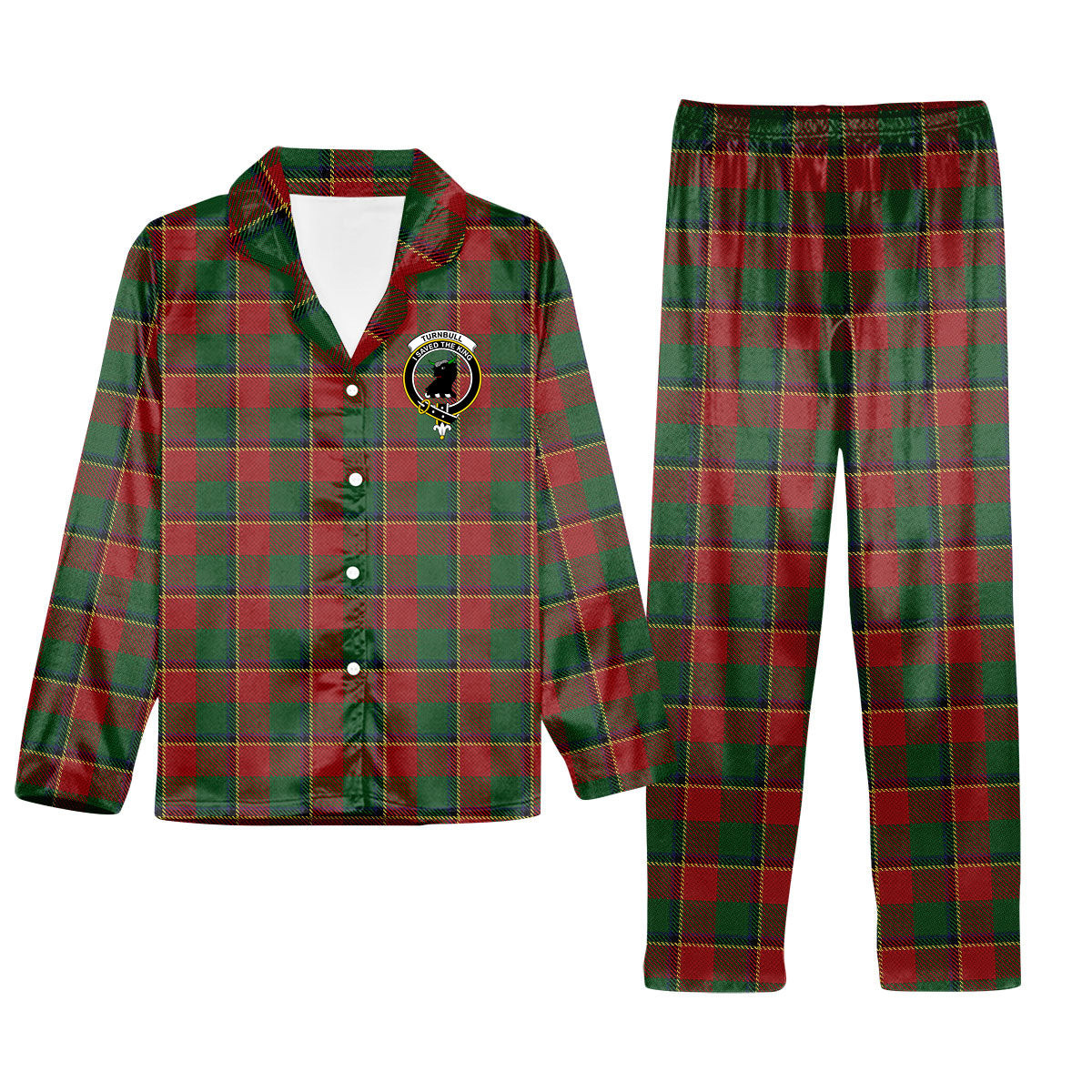 ScotsTee Shop Scottish Turnbull Dress Crest Tartan Pajama Satin Velvet Flannel Pajama Set