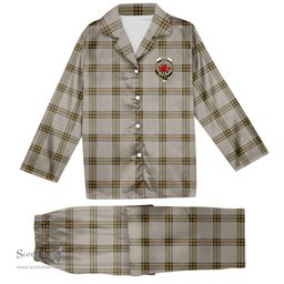 ScotsTee Shop Scottish Young in Australia Crest Tartan Pajama Satin Velvet Flannel Pajama Set