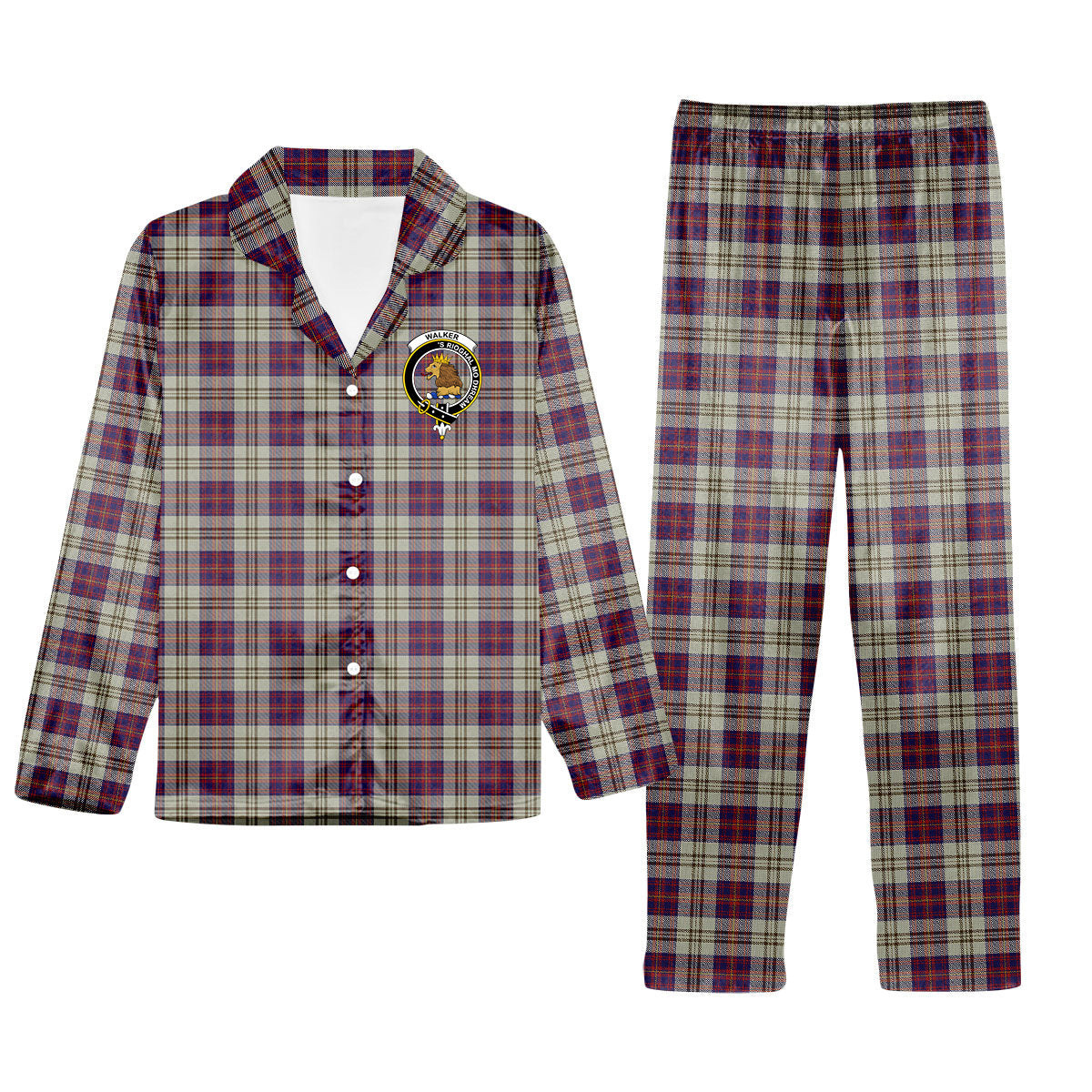 ScotsTee Shop Scottish Walker Dress Crest Tartan Pajama Satin Velvet Flannel Pajama Set