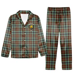 ScotsTee Shop Scottish Thompson Hunting Modern Crest Tartan Pajama Satin Velvet Flannel Pajama Set