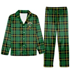 ScotsTee Shop Scottish Wallace Hunting Green Crest Tartan Pajama Satin Velvet Flannel Pajama Set