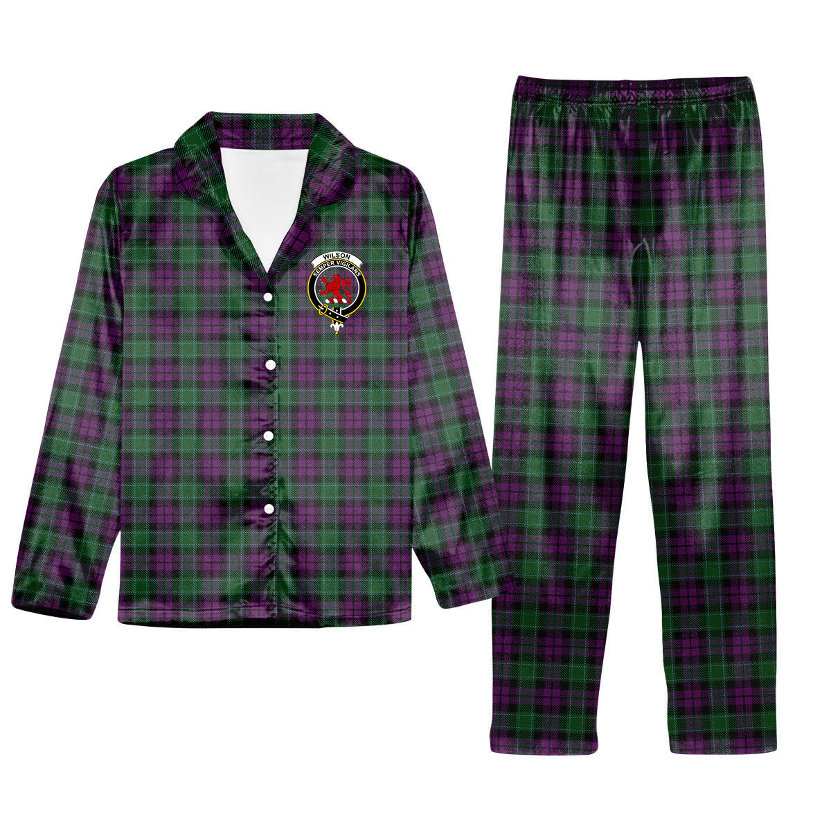 ScotsTee Shop Scottish Wilsons 150 Crest Tartan Pajama Satin Velvet Flannel Pajama Set