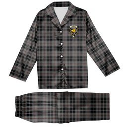 ScotsTee Shop Scottish Thomson Grey Crest Tartan Pajama Satin Velvet Flannel Pajama Set