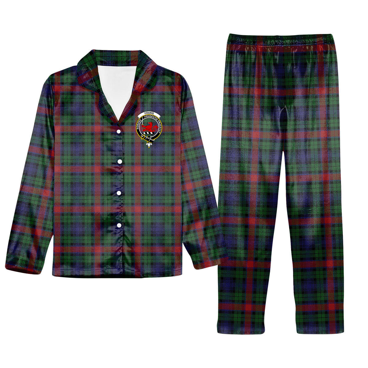ScotsTee Shop Scottish Young Presidents Organisation Crest Tartan Pajama Satin Velvet Flannel Pajama Set