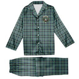 ScotsTee Shop Scottish Stevenson Ancient Crest Tartan Pajama Satin Velvet Flannel Pajama Set