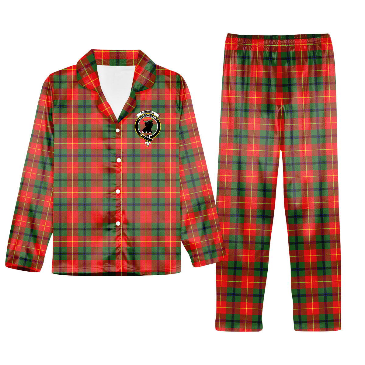 ScotsTee Shop Scottish Turnbull SC Crest Tartan Pajama Satin Velvet Flannel Pajama Set
