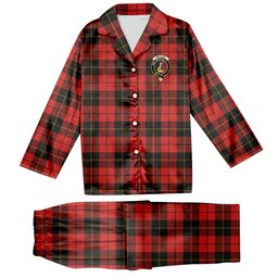 ScotsTee Shop Scottish Wallace Weathered Crest Tartan Pajama Satin Velvet Flannel Pajama Set