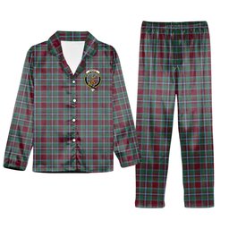 ScotsTee Shop Scottish Spence Crest Tartan Pajama Satin Velvet Flannel Pajama Set