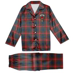ScotsTee Shop Scottish Wilson Modern Tartan Crest Tartan Pajama Satin Velvet Flannel Pajama Set